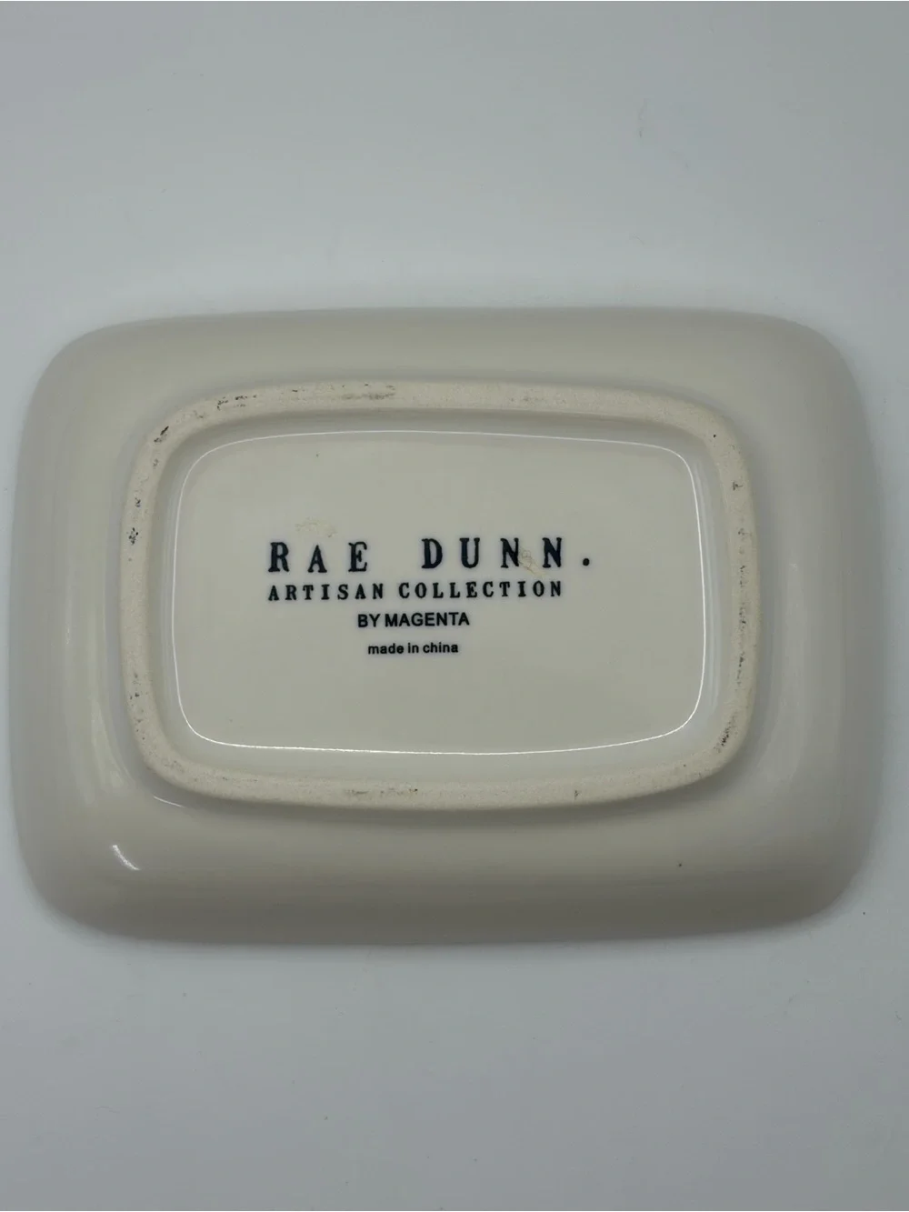 Rae Dunn Cream Ceramic Trinket Dish with Bold Black Logo